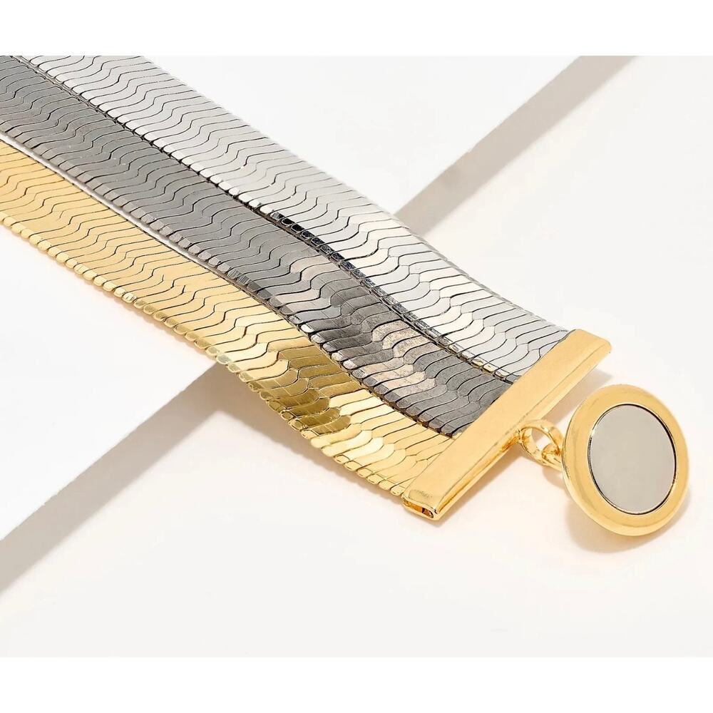 David Markstein Bronze 3-Row Flexible Herringbone Bracelet - Picture 2 of 7
